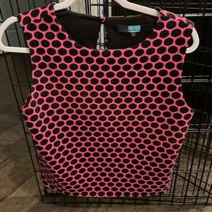 Eva Franco Pink and Black Polka Dot Top Size Small